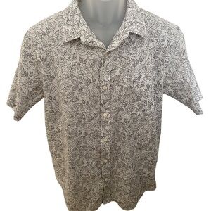 EZEKIEL Floral Reverse Print Short Sleeve Collared Shirt Men M Medium